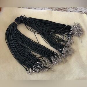 Black Necklace Cords with Silver tone Clasps, set of 100